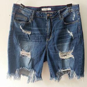 Distressed denim plus size jean shorts sz 1x